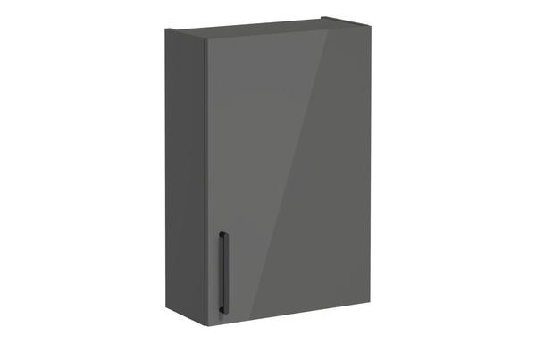 VitrA Root Flat 60cm 1 Door Upper/Wall Unit (RH Hinge) - Anthracite High Gloss